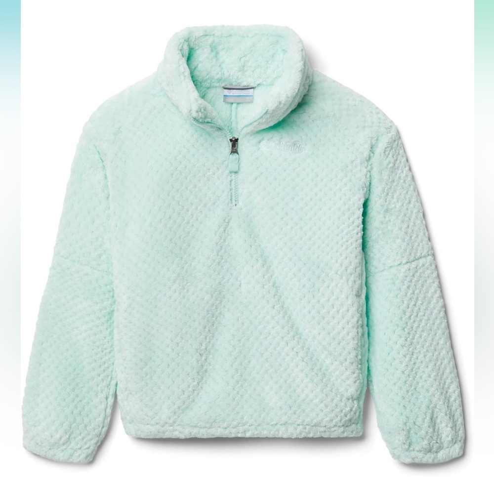 Columbia Girls' Fire Side ii Sherpa Half Zip Sea Ice size small